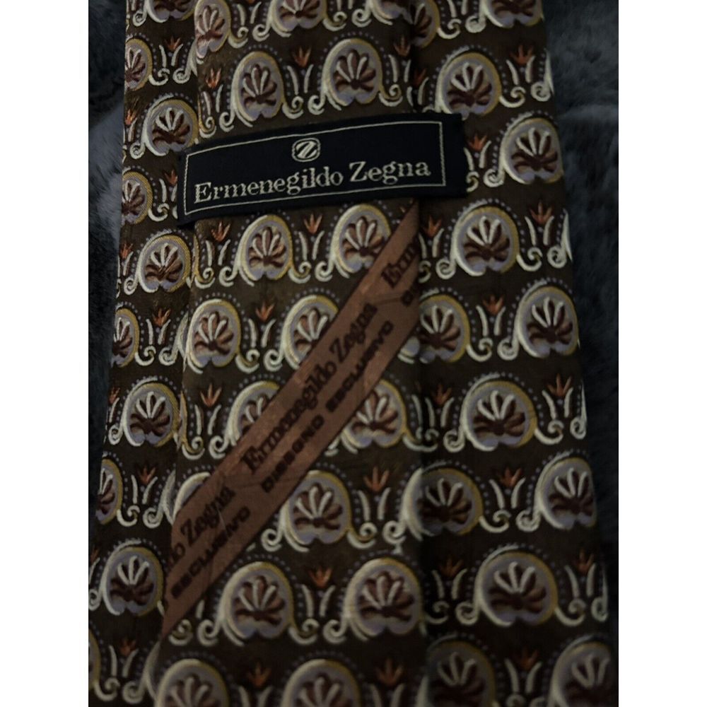 Ermenegildo Zegna Mens Multicolor Floral 100% Silk Necktie Handmade‎ In Italy